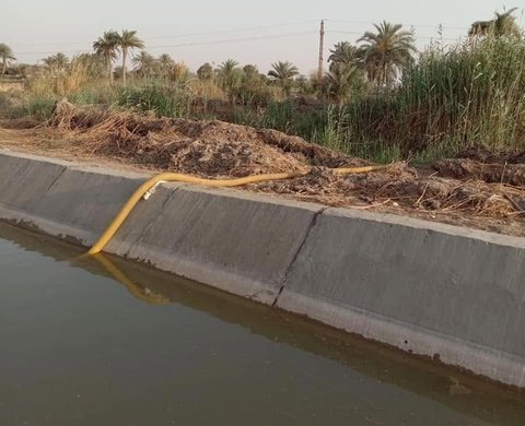 سحب مياه الري من بحر الجرجبة